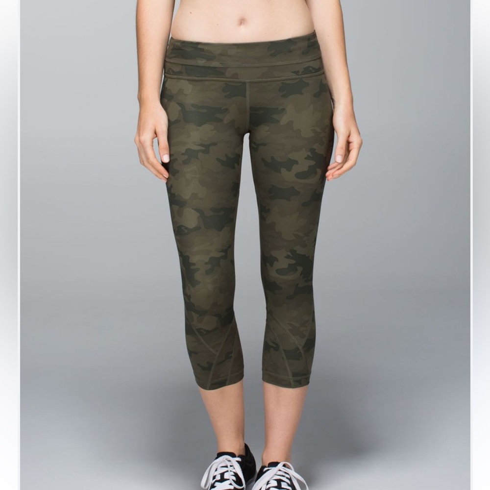 Lululemon Camo Crop Leggings Run Inspire